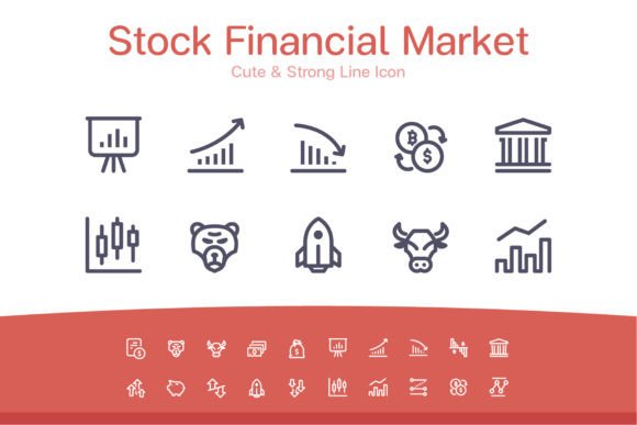 Stock Market Line Icon Graphics